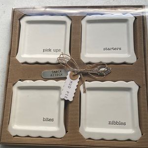 Mud pie set of four square snack plates - pick ups, starters, bites, nibbles